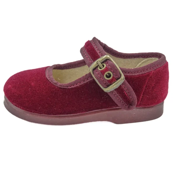 Mercedita terciopelo burdeos pulidines hebilla